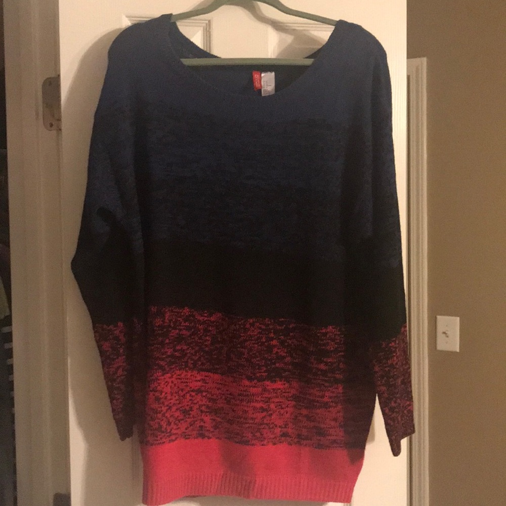 Blue, black and pink sweater